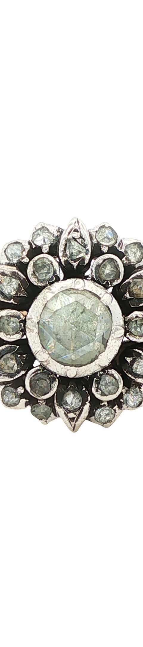 Vintage 14K Gold Cluster Ring with Rose Cut Diamond